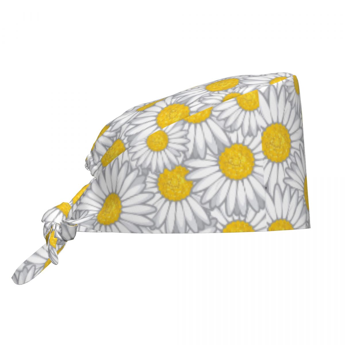 Women Accessories Vector - หมวกทำงานลายดอกเดซี่ หมวกพยาบาลสำหรับผู้ชายและผู้หญิง หมวกทำงานแบบผูกด้านหลัง หมวกแพทย์แบบปรับได้พิมพ์ลาย