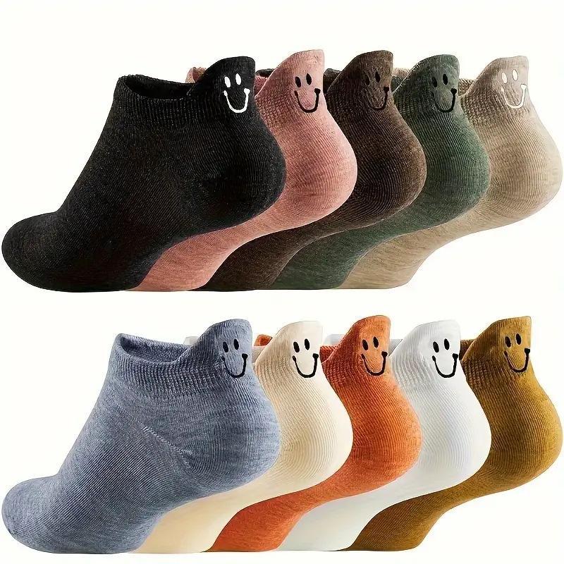 Women'S Ankle Accessories - 16 ชิ้น 8 คู่ ถุงเท้าข้อสั้นผู้หญิง ลายหน้ายิ้มน่ารัก