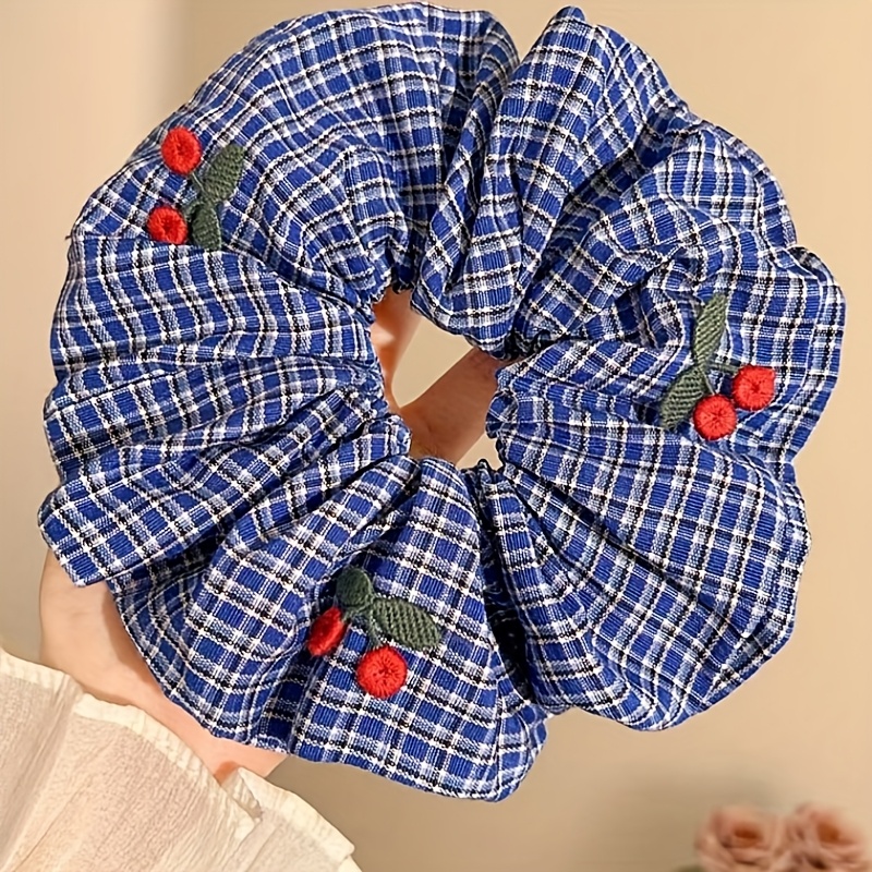 Women'S Work Accessories - ยางรัดผมตาข่ายสีน้ำเงินขนาดใหญ่พิเศษ 1 ชิ้น - ยางรัดผมโบว์เชอร์รี่สไตล์วินเทจ ระบายอากาศได้ดีและสวมใส่สบายสำหรับผู้หญิงตลอดทั้งวัน