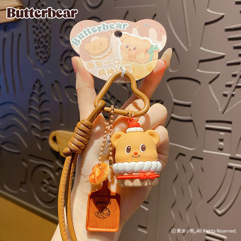 Butter Yellow Women'S Accessories - การ์ตูนเนยหมี Gourmet พวงกุญแจน่ารักแซนวิชเค้กชีสเค้กหมีกระเป๋าจี้ Keyfob Kawaii อุปกรณ์เสริมสําหรับเด็กผู้หญิง