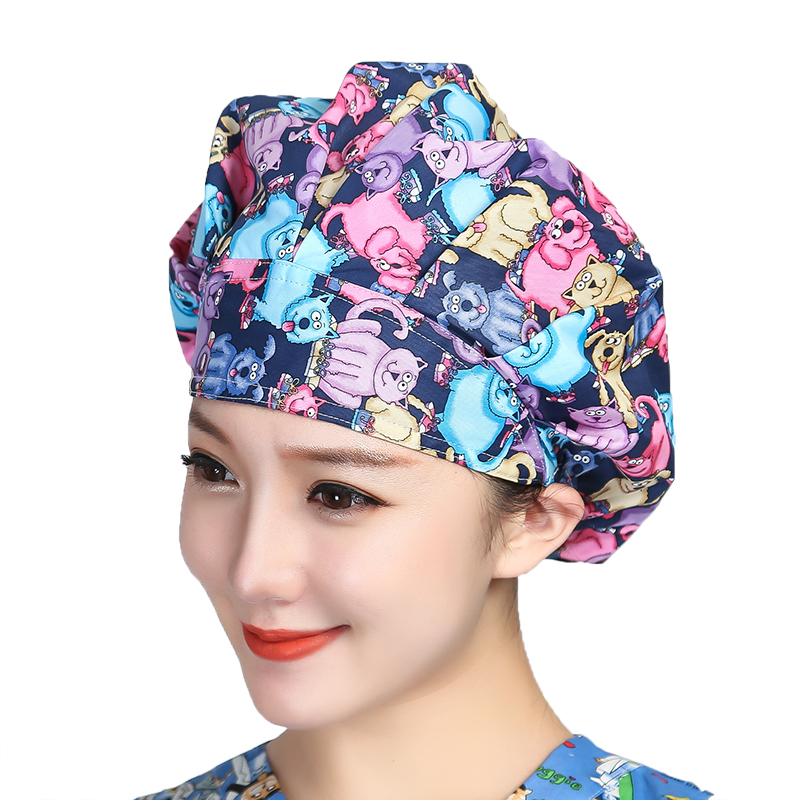 Bouffantขัดหมวกการ์ตูนพิมพ์ผ้า - Women'S Work Accessories บทวิจารณ์และราคา