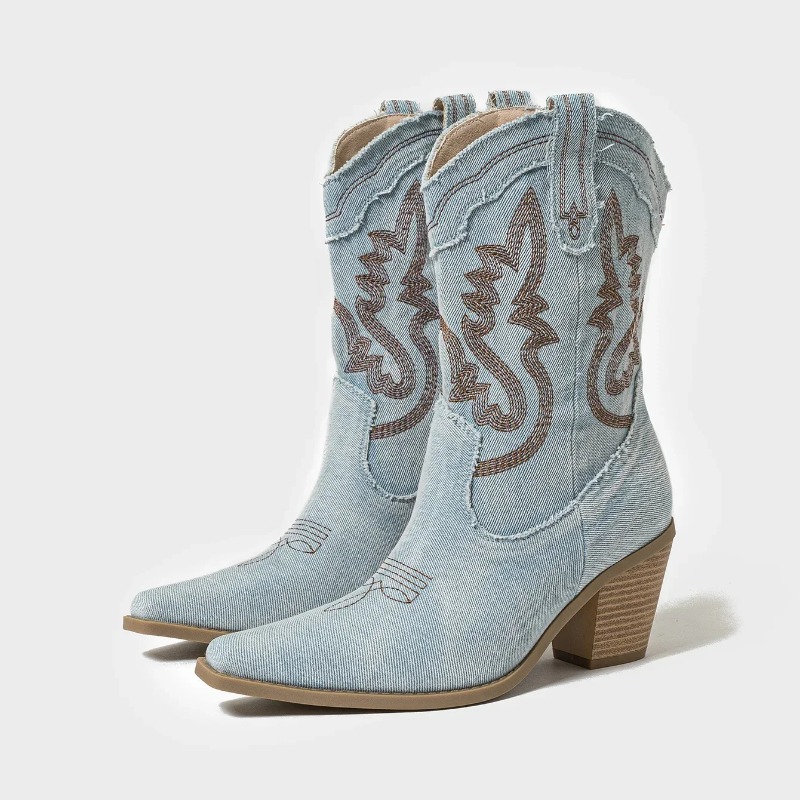 รองเท้าบูทคาวบอยสไตล์ตะวันตกปั - Women'S Ankle Accessories บทวิจารณ์และราคา